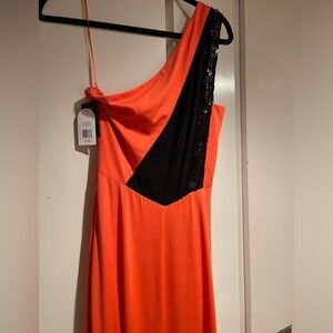 Jessica Simpson $178 Formal 6 One Shoulder Long Dress Halloween Orange/Black New